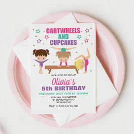 Convite Aniversário de Cupcakes e rodas de ginástica