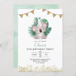 Convite Aniversário de Cute Koala Greenery Kid<br><div class="desc">Aniversário de Cute Koala Greenery Kid</div>