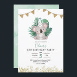 Convite Aniversário de Cute Koala Greenery Kid<br><div class="desc">Aniversário de Cute Koala Greenery Kid</div>