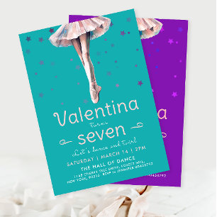Convite Aniversário de Dança e Pirueta de Bailarina Azul T