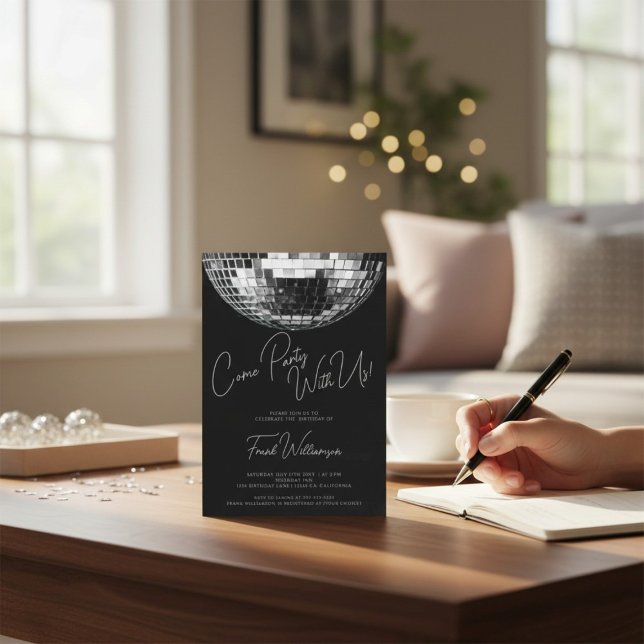 Convite Aniversário de dança moderna e negra da discoteca (Criador carregado)