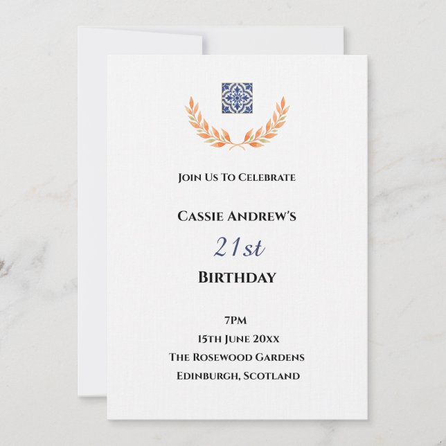 Convite Aniversário de Data Marcante Minimal Branco (Frente)
