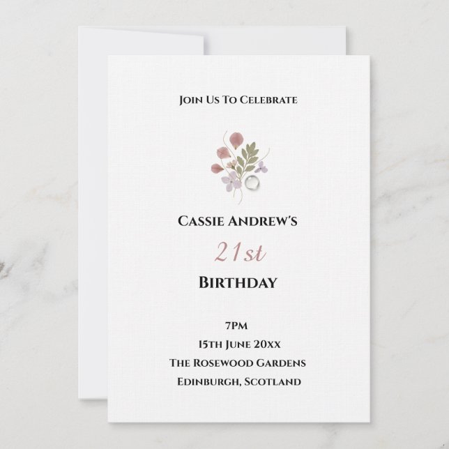 Convite Aniversário de Data Marcante Minimal Branco (Frente)