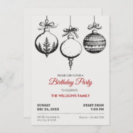 Convite Aniversário de decoração de bola de Natal