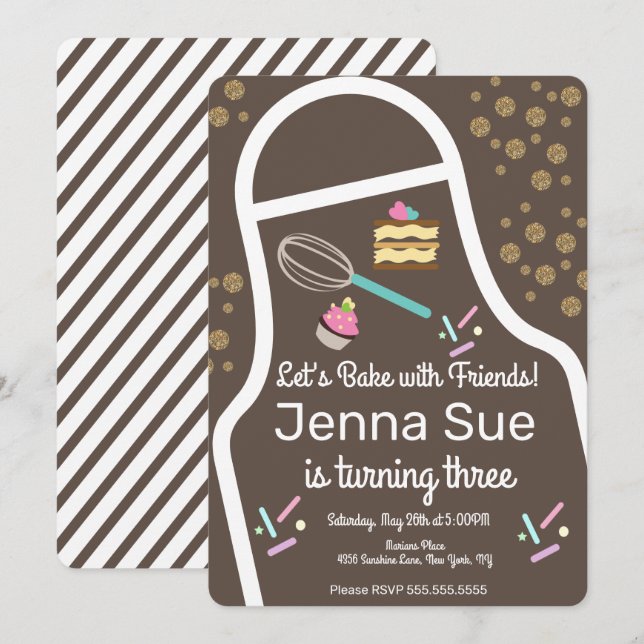 Convite Aniversário de Decoração de Cupcakes de aspersor (Frente/Verso)