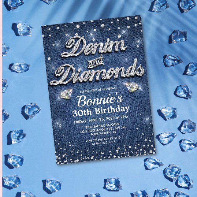 Convite Aniversário de Denim e Diamantes (Criador carregado)