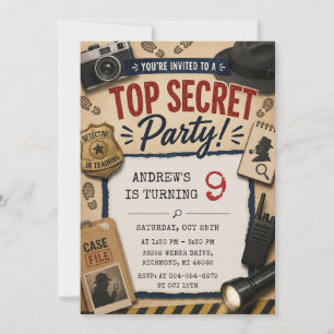 Convite Aniversário de Detetive Misterioso Personalizado p