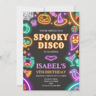 Convite Aniversário de Dia das Bruxas de Disco Spooky