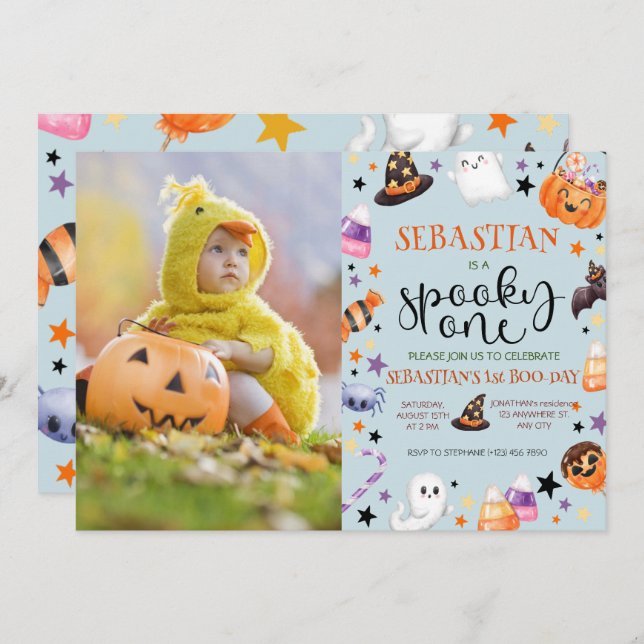 Convite Aniversário de Dia das Bruxas Spooky (Frente/Verso)