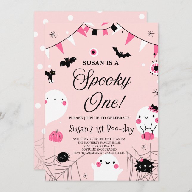 Convite Aniversário de Dia das Bruxas Spooky (Frente/Verso)