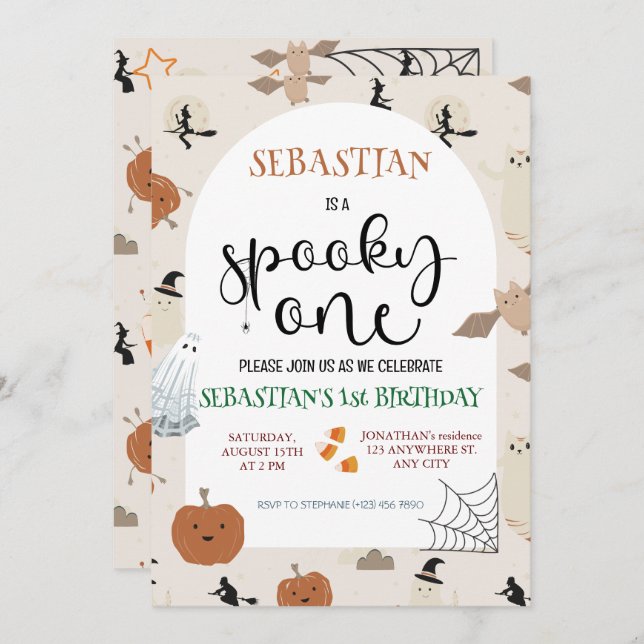 Convite Aniversário de Dia das Bruxas Spooky (Frente/Verso)