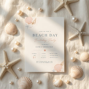 Convite Aniversário de Dia de Praia Minimalista Costeira C