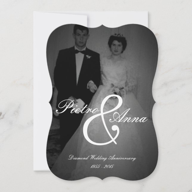 Convite Aniversário de Diamante com Eu Antigo | Borda de A (Frente)