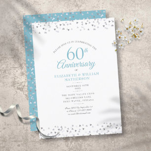Convite Aniversário de Diamante de 60 anos Corações de Amo