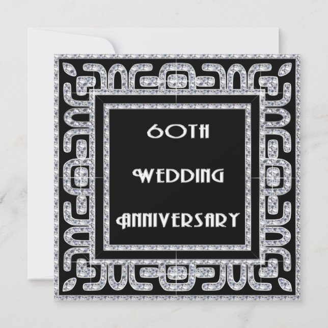 Convite Aniversário de Diamante de 60 anos de casamento (Frente)