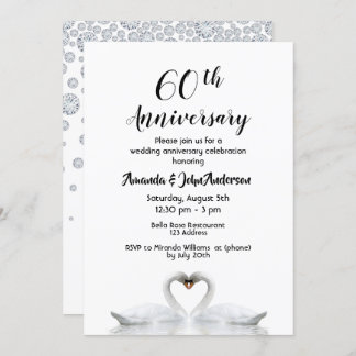 Convite aniversário de diamante de 60 anos de casamento do