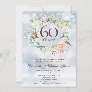 Convite Aniversário de Diamante de 60 anos Floral de Inver