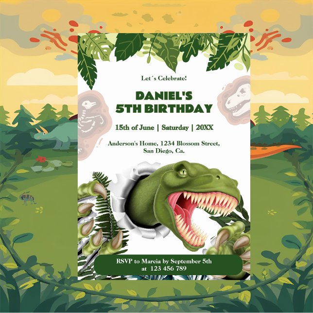 Convite Aniversário de Dinossauro 3D (Criador carregado)