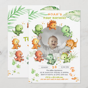 Convite Aniversário de Dinossauro Com Opção de Foto