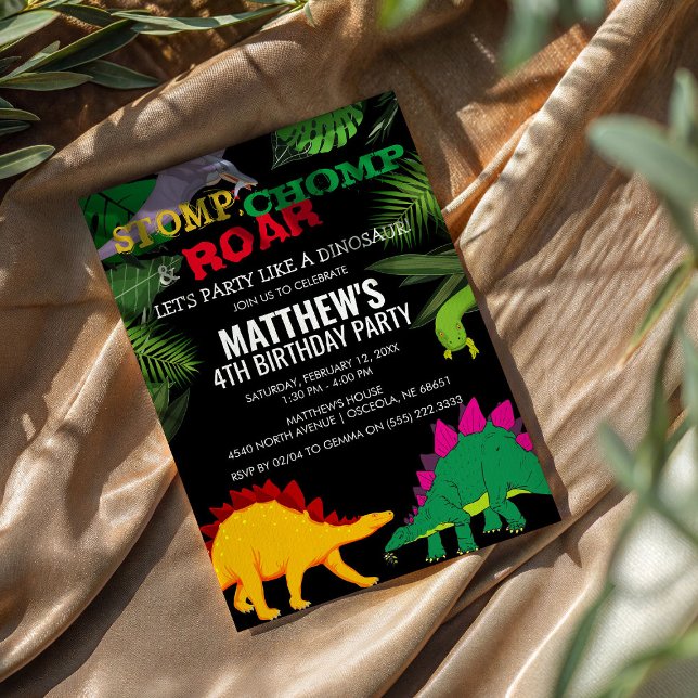 Convite Aniversário de Dinossauro com Stomp, Chomp & Roar (Criador carregado)