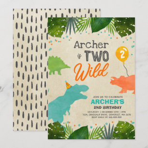 Convite Aniversário de Dinossauro Convidam Dois Festa de 