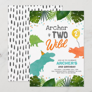 Convite Aniversário de Dinossauro Convidam Dois Festa de 