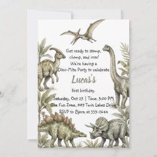 Convite Aniversário de Dinossauro Jurássico com Aquarela V