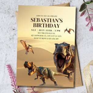 Convite Aniversário de Dinossauro Meninos T Rex Festa de A
