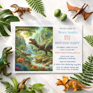 Convite Aniversário de Dinossauro na Selva para Meninos de