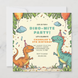 Convite Aniversário de Dinossauro para Crianças