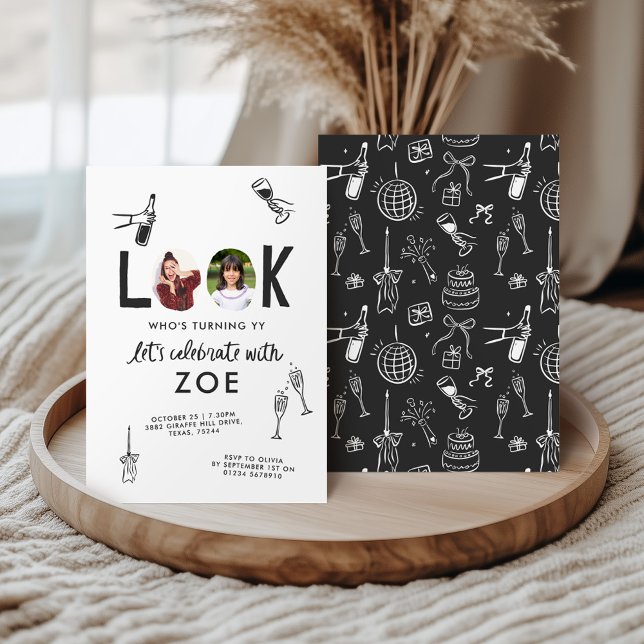 Convite Aniversário de Diversão Moderna de Foto (Criador carregado)