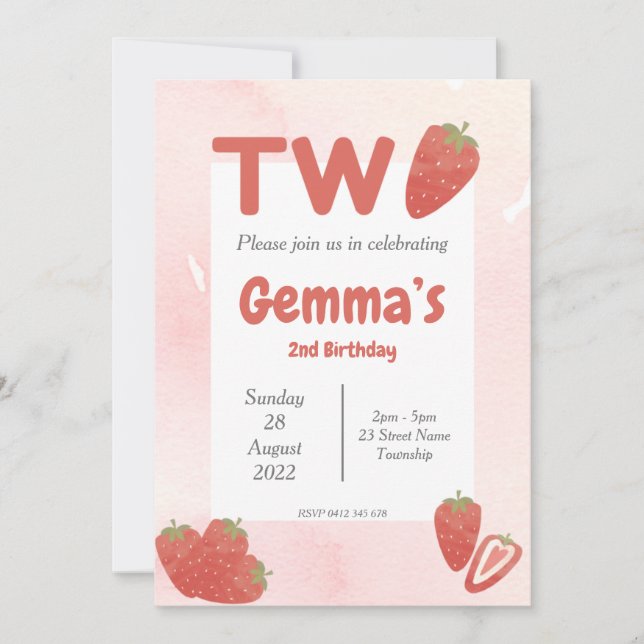 Convite Aniversário de dois anos da Strawberry (Frente)