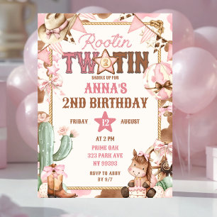Convite Aniversário de dois anos Pink Rootin Two-Tin