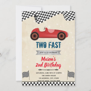 Convite Aniversário de dois carros retrô rápidos