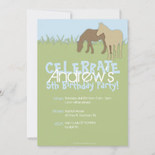 Convite Aniversário de Dois Cavalos Marrons