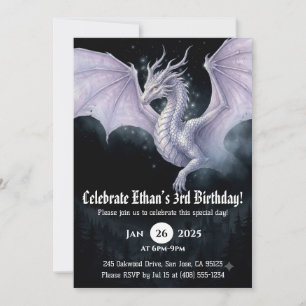 Convite Aniversário de Dragão em Aquarela