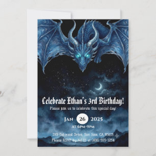 Convite Aniversário de Dragão em Aquarela
