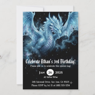 Convite Aniversário de Dragão em Aquarela