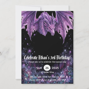 Convite Aniversário de Dragão em Aquarela