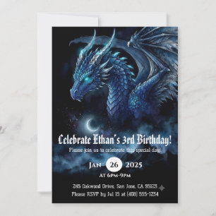 Convite Aniversário de Dragão em Aquarela