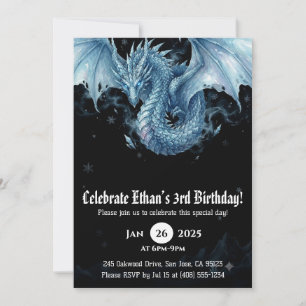 Convite Aniversário de Dragão em Aquarela