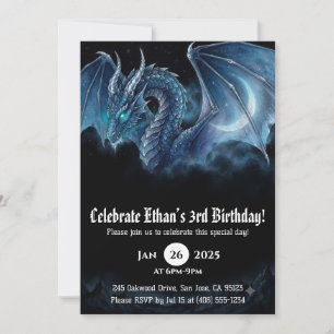 Convite Aniversário de Dragão em Aquarela
