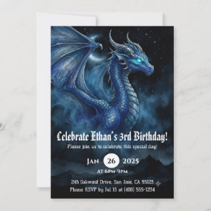 Convite Aniversário de Dragão em Aquarela