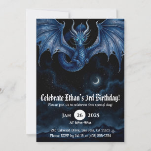 Convite Aniversário de Dragão em Aquarela