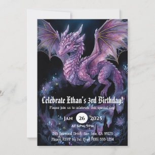 Convite Aniversário de Dragão em Aquarela
