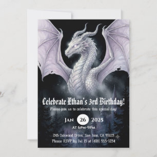 Convite Aniversário de Dragão em Aquarela