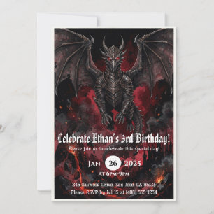 Convite Aniversário de Dragão em Aquarela