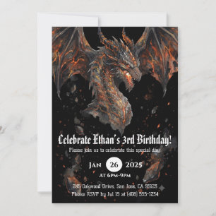 Convite Aniversário de Dragão em Aquarela