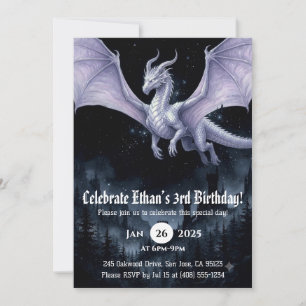 Convite Aniversário de Dragão em Aquarela