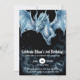 Convite Aniversário de Dragão em Aquarela